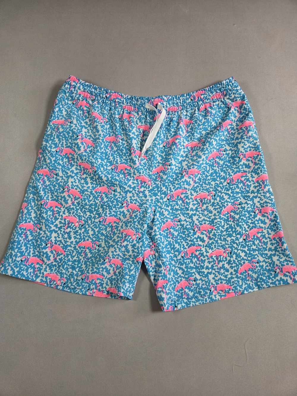 Chubbies Boys XL (18/20) Blue Swim Shorts with Pink Flamingo Print